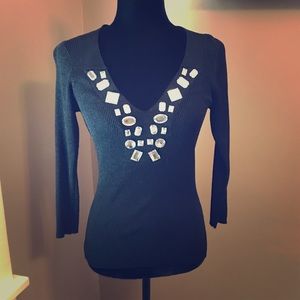 August Silk Knits size S knitted 3/4 sleeve top